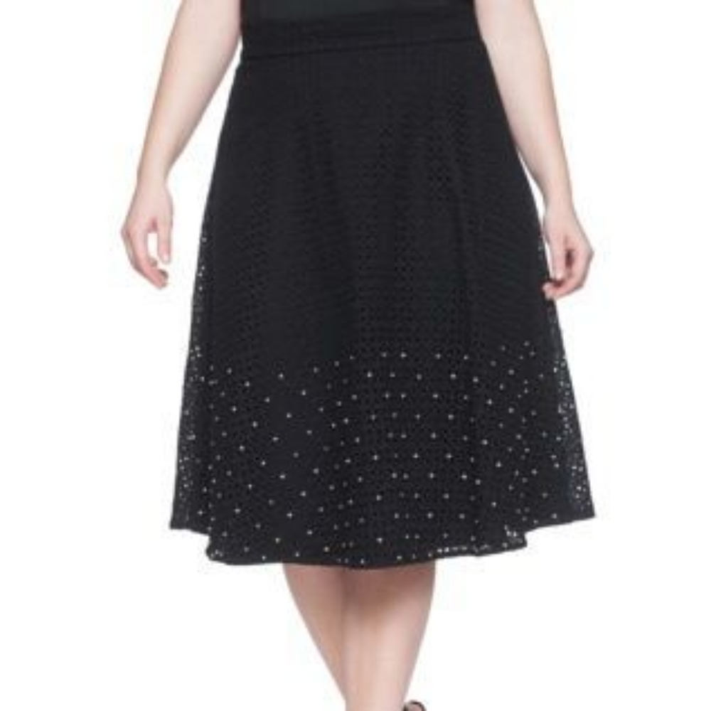 Eloquii Studio Jeweled Eyelet Midi Skirt